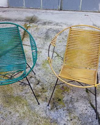Sedie in ferro e plastica anni '60 originali. 