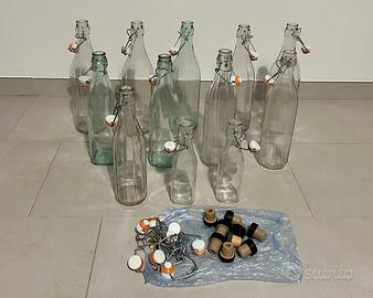 Bottiglie di vetro con tappo meccanico + ricambi