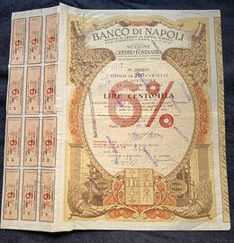 Banco di Napoli - Titolo da 200 Cartelle al Portat