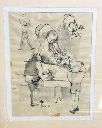 Antico dipinto Disegno firmato anni 60