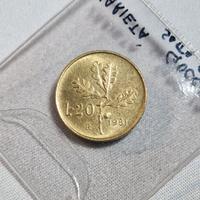 Lire 20 del 1981 rare difetto conio
