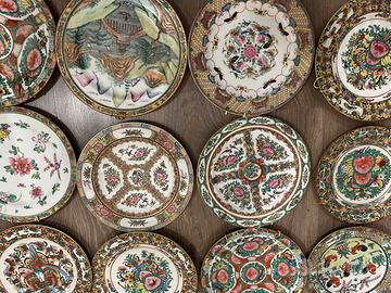 Piatti decorazione cinese bordo oro