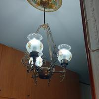 Lampadario a 3 lampade in ottone