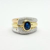 ANELLO oro18kt diamanti zaffiri naturali