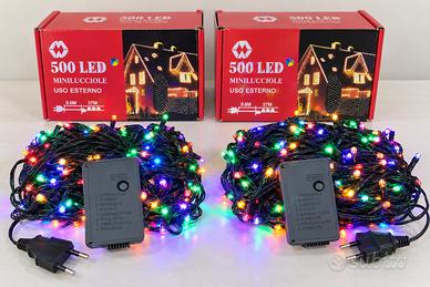2 Serie Minilucciole 500 LED Multicolore Esterno