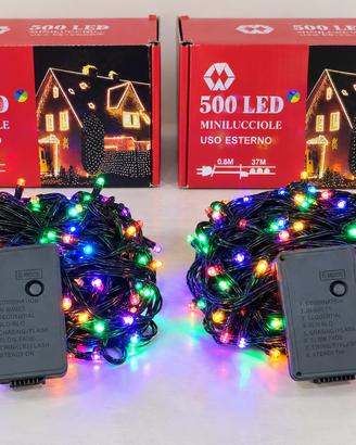 2 Serie Minilucciole 500 LED Multicolore Esterno