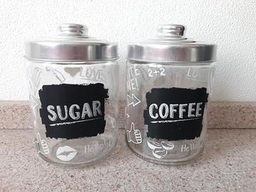 2 Barattoli ermetici in vetro caffe' e zucchero