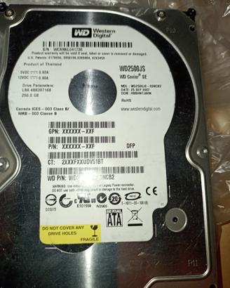 Hard disk da 500 gb+320 gb piu batteriex portatili