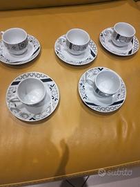 Set 5 tazzine da caffè con piattino in porcellana