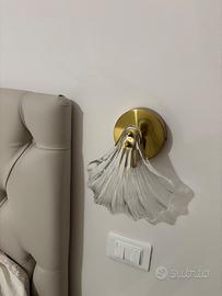 Coppia di paralumi/applique conchiglia vetro e oro