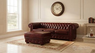 Chester 3 posti LETTO+pouff in pelle vintage wine
