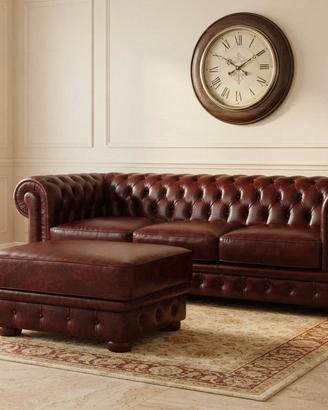 Chester 3 posti LETTO+pouff in pelle vintage wine