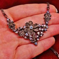 ARGENTO 925 collana vintage art deco marcasite