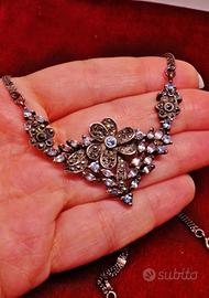 ARGENTO 925 collana vintage art deco marcasite
