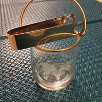 bicchiere per ghiaccio con pinza oro 