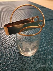 bicchiere per ghiaccio con pinza oro 