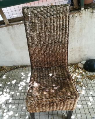 Sedia poltrona Modello Trono in vimini intrecciato