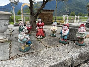Raro set vintage da giardino Biancaneve + 7 nani