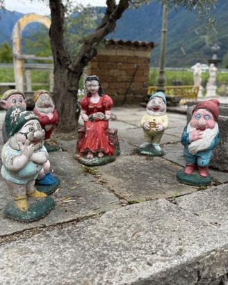 Raro set vintage da giardino Biancaneve + 7 nani