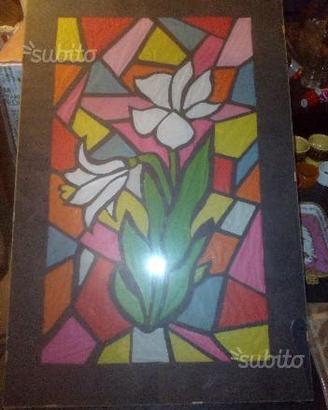 Quadro "Fiori" collage carta velina patchwork