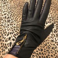 guanti neri in vera pelle da donna