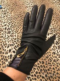 guanti neri in vera pelle da donna