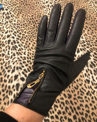 guanti neri in vera pelle da donna