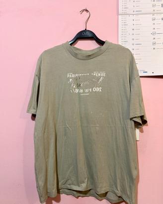 T-shirt verde salvia con stampa / Parisienne S