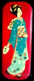 Stupenda scatola di latta 1950 geisha giapponese
