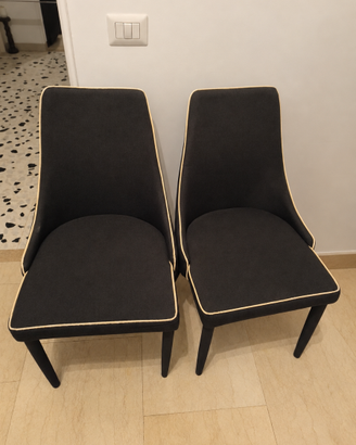 Coppia di Sedie moderne imbottite nere