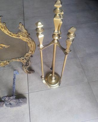 Parascintille camino in ottone bronzato 
