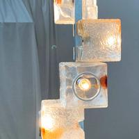 Lampadario vintage anni 70 VeArt cubi vetro cromo