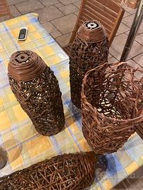 Quattro Portalampada / lampadario in Rattan