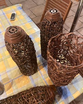 Quattro Portalampada / lampadario in Rattan