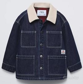 giacca in demin con collo in velluto a costine 