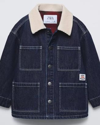 giacca in demin con collo in velluto a costine 