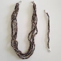 Set collana e bracciale con cordoncino cerato