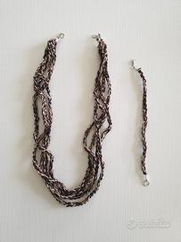 Set collana e bracciale con cordoncino cerato