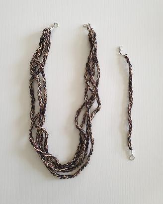 Set collana e bracciale con cordoncino cerato
