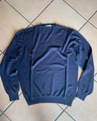 Maglione collo a V Gran Sasso in lana viola
