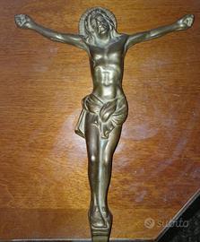 crocifisso in bronzo da parete anni 50 