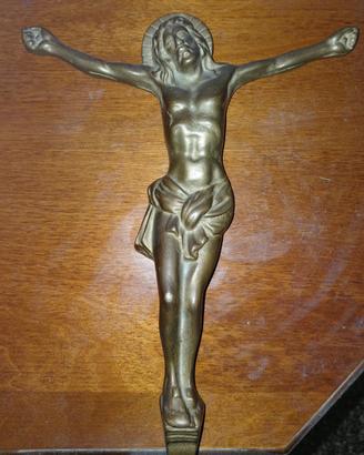 crocifisso in bronzo da parete anni 50 