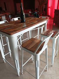 Tavolo da aperitivo/bar alto con 5 sgabelli