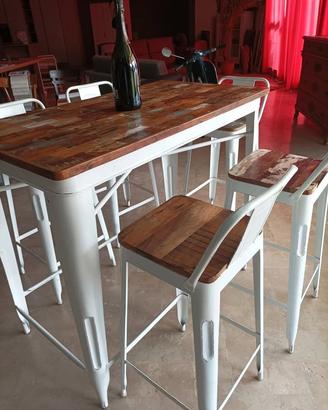 Tavolo da aperitivo/bar alto con 5 sgabelli