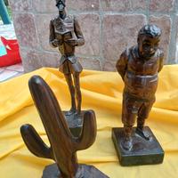 statuette in legno sancho  e don chisiotte
