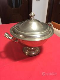 Zuppiera vintage in metallo argentato- Alpacca