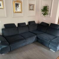 Divano angolare in tessuto con contenitore