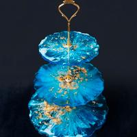 Alzatina Artigianale In Resina Blu E Oro