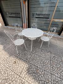 Set da giardino tavolo e 4 sedie in ferro battuto