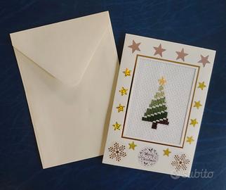 Biglietto Auguri di Natale Fatto a Mano Punto Croc